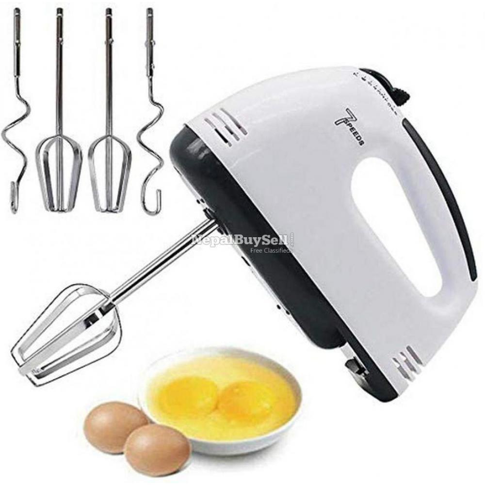 7 Speed Hand Mixer With 4 Pcs Stainless Blender. Egg Cake Cream Mix - 1/1