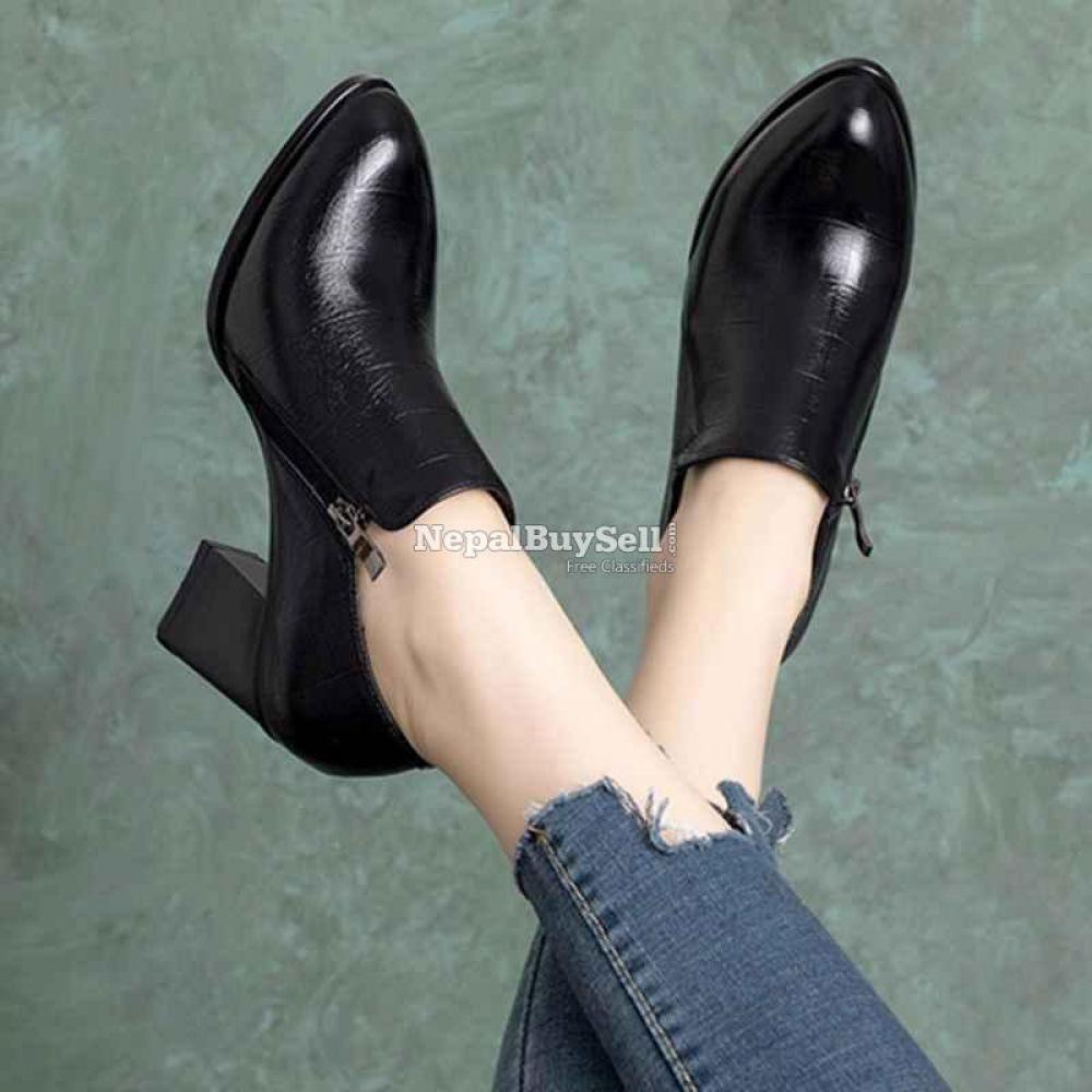 Deep mouth single shoes women's thick heel spring 2021 new pointed toe - 2/5