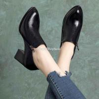 Deep mouth single shoes women's thick heel spring 2021 new pointed toe