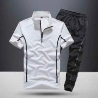 Sports suit men's spring and summer 2021 new fashion stand-up collar short-sleeved casual running