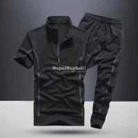 Sports suit men's spring and summer 2021 new fashion stand-up collar short-sleeved casual running