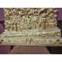 Wooden Carved Lord Gautam Buddha on Lumbini Yatra Handcarved on Wood With Gold Paint