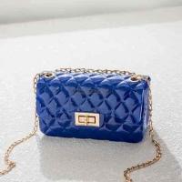 Korean square small jelly girls mini coin purse handbag cross body bag with gold chain