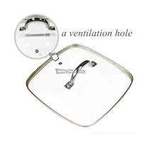 Ceramic Non-Stick Pan Copper Square Pan Induction Chef Glass Lid Fry Basket Steam Rack 4 Piece Set