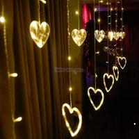 Heart shape curtain strings light 6big heart 6 small heart with 8 flashing for christmas,birthday - 1