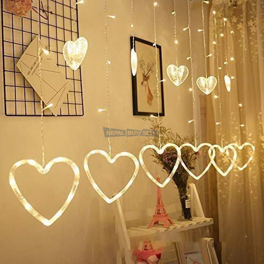Heart shape curtain strings light 6big heart 6 small heart with 8 flashing for christmas,birthday - 2/2